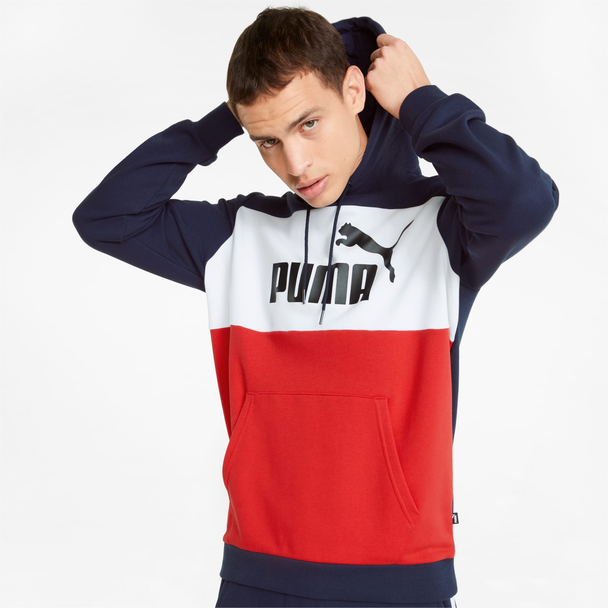 Puma color block mens long sleeve hoodie outlet